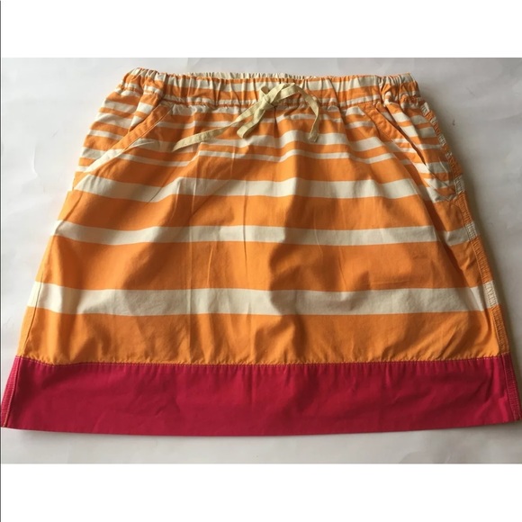 Merona Summer Skirt Coral White Pink Stripe Medium Drawstring - Picture 2 of 9